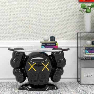 KAWS Baş Şeklinde Sehpa Pleksiglas Üstlü – Benzersiz ve Modern Tasarım