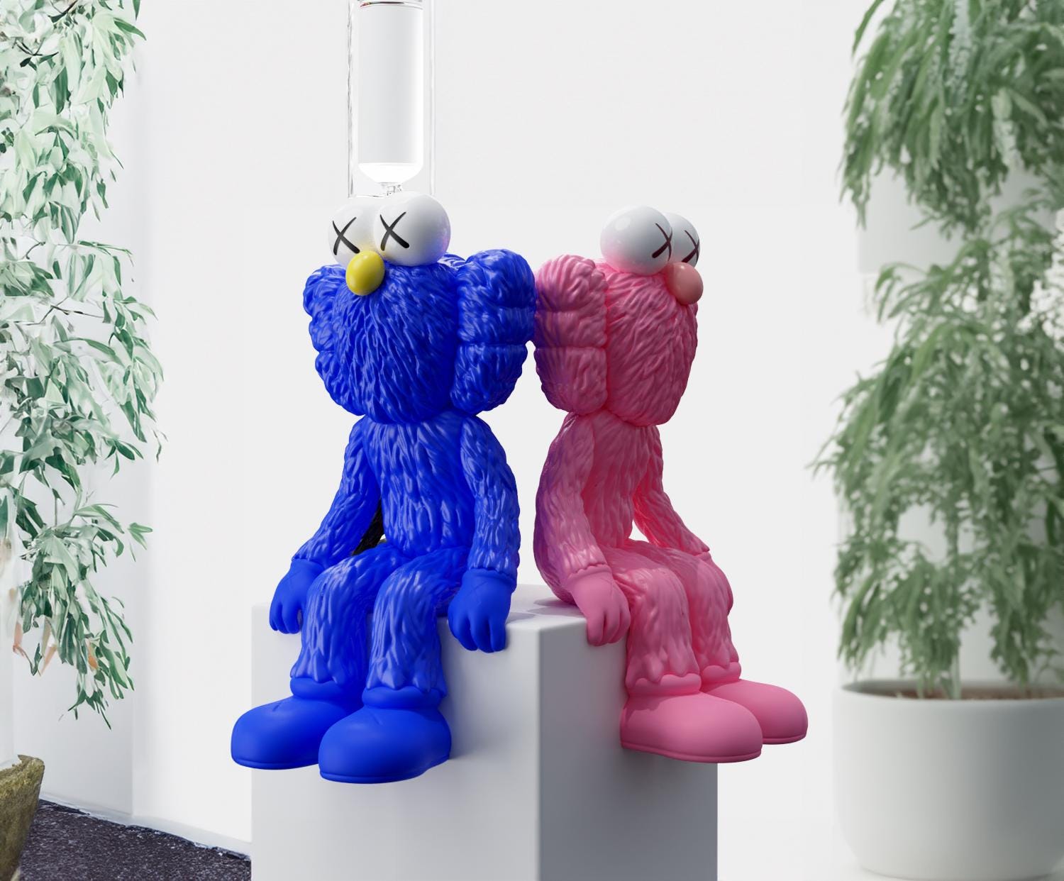 Kaws BFF Seated Statue - Modern Decorative Art Figure, Collectible Designer Toy