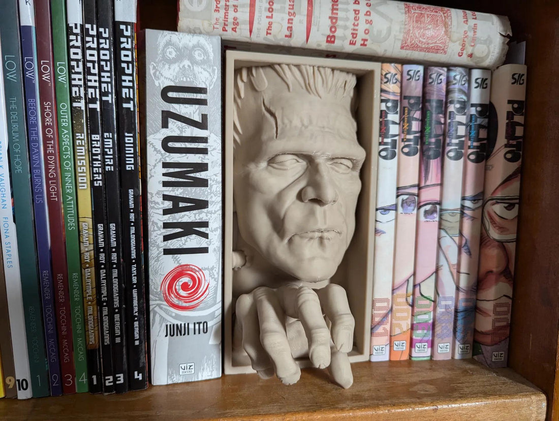 Frankenstein Book Nook, Unique Bookends for Book Lovers, Horror Themed Decor, Vintage Style, Perfect Gift & Home Office Decor