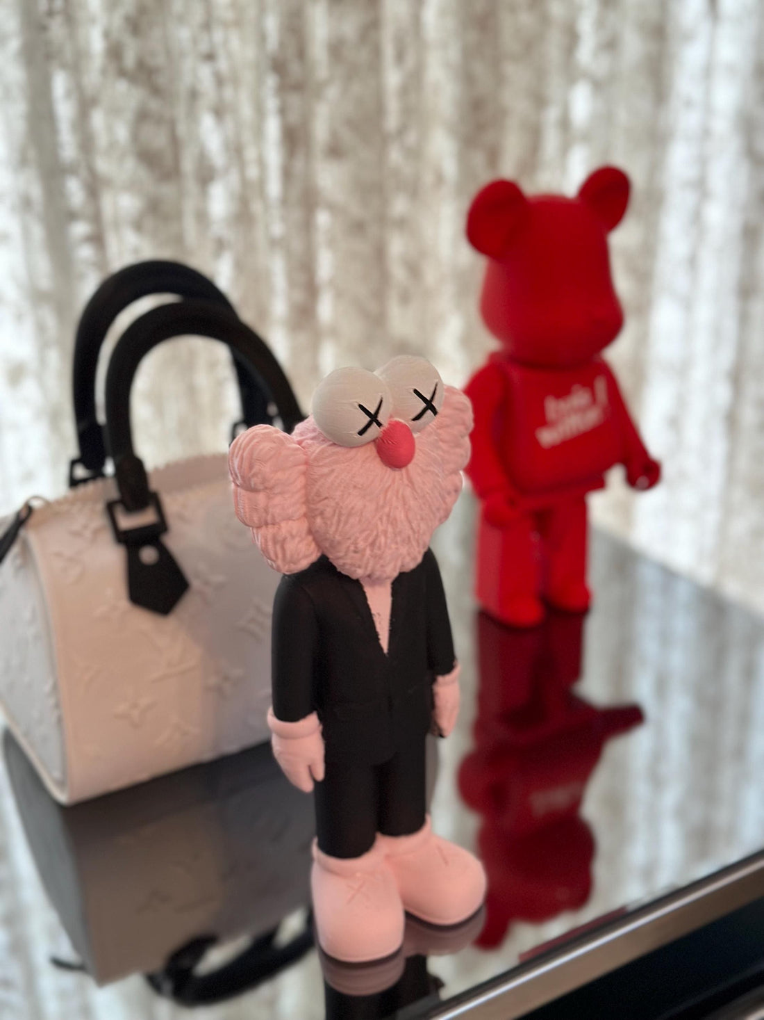 Kaws BFF Pink Suit Art Collectible - Designer Figure Home Decor, Limited Edition Kaws BFF Companion Gift for Art Enthusiasts