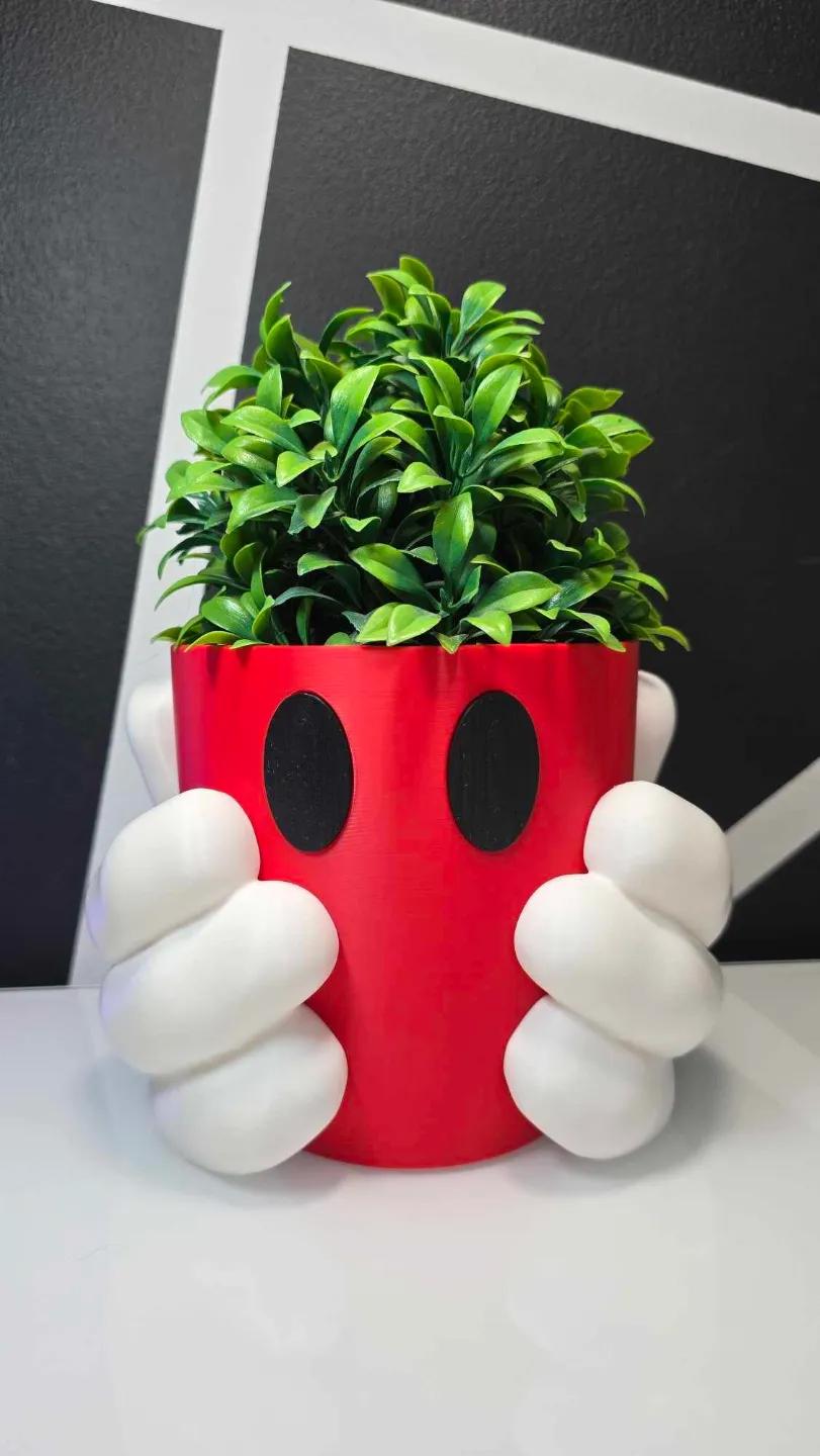 Unique Mickey Hands Ceramic Pot for Plants, Modern Home Decor, Fun Disney-Inspired Planter for Indoor Plants, Gift for Disney Lovers