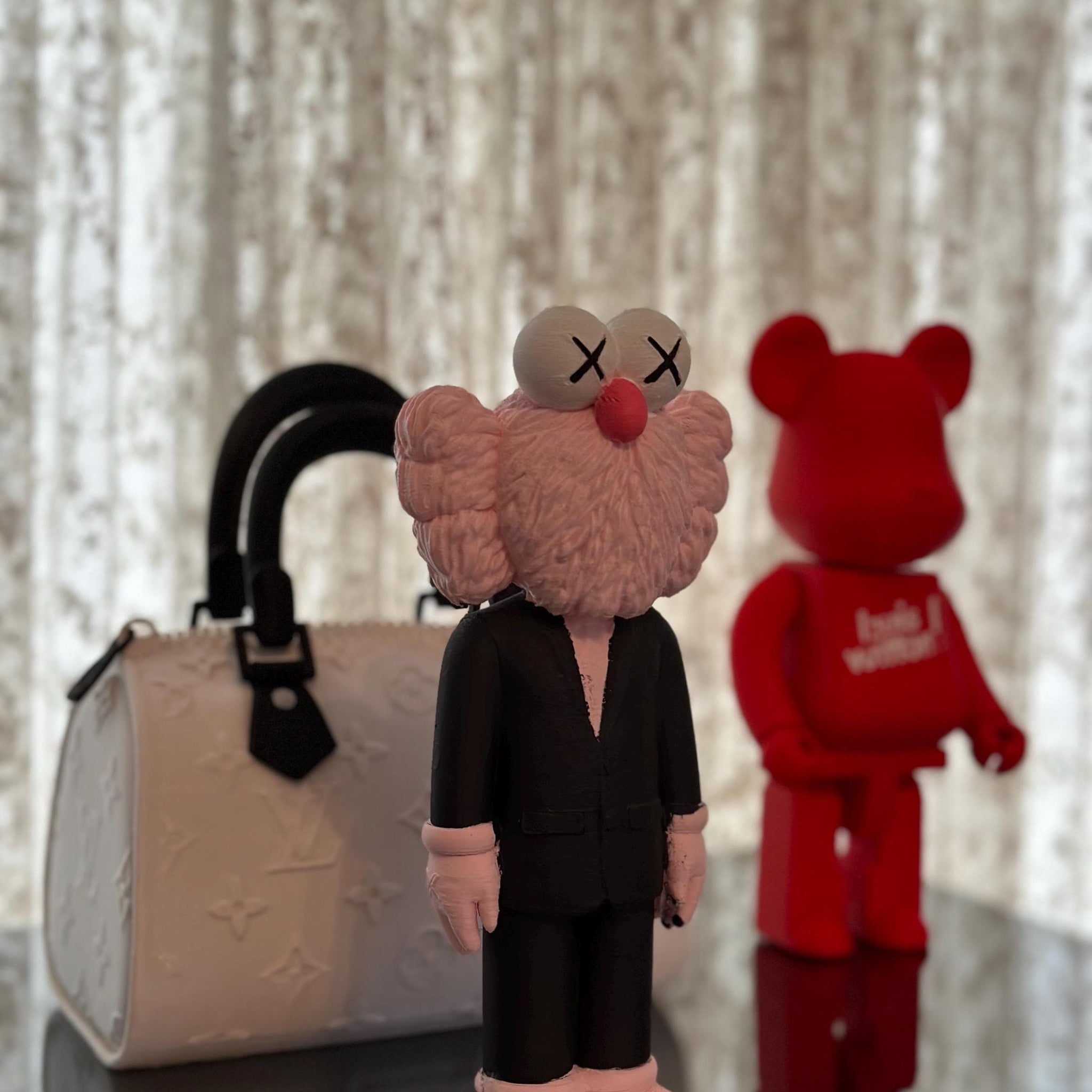 Kaws BFF Pink Suit Art Collectible - Designer Figure Home Decor, Limited Edition Kaws BFF Companion Gift for Art Enthusiasts