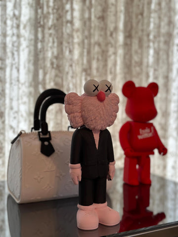 Kaws BFF Pink Suit Art Collectible - Designer Figure Home Decor, Limited Edition Kaws BFF Companion Gift for Art Enthusiasts